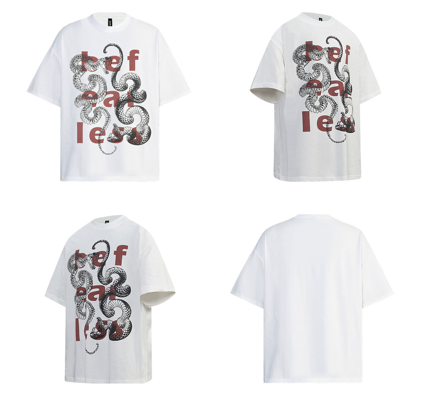 Snake Graphic Letter Print Oversize Short Sleeve T-Shirt WN26328