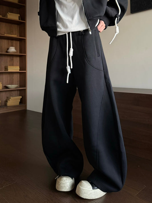 Drawstring Zipper Hoodie & Wide Leg Sweatpants Setup WN23181