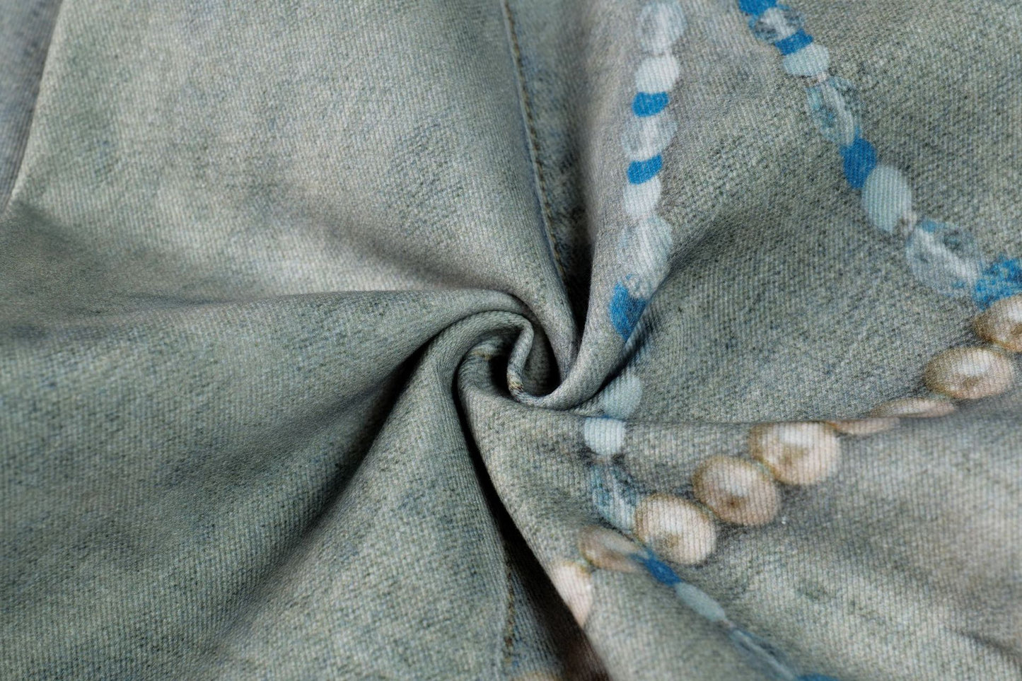 3D Print Washed Wide Leg Denim Jeans WN23038