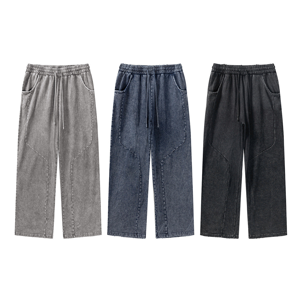 Washed Damage Wide-Leg Sweatpants WN6020