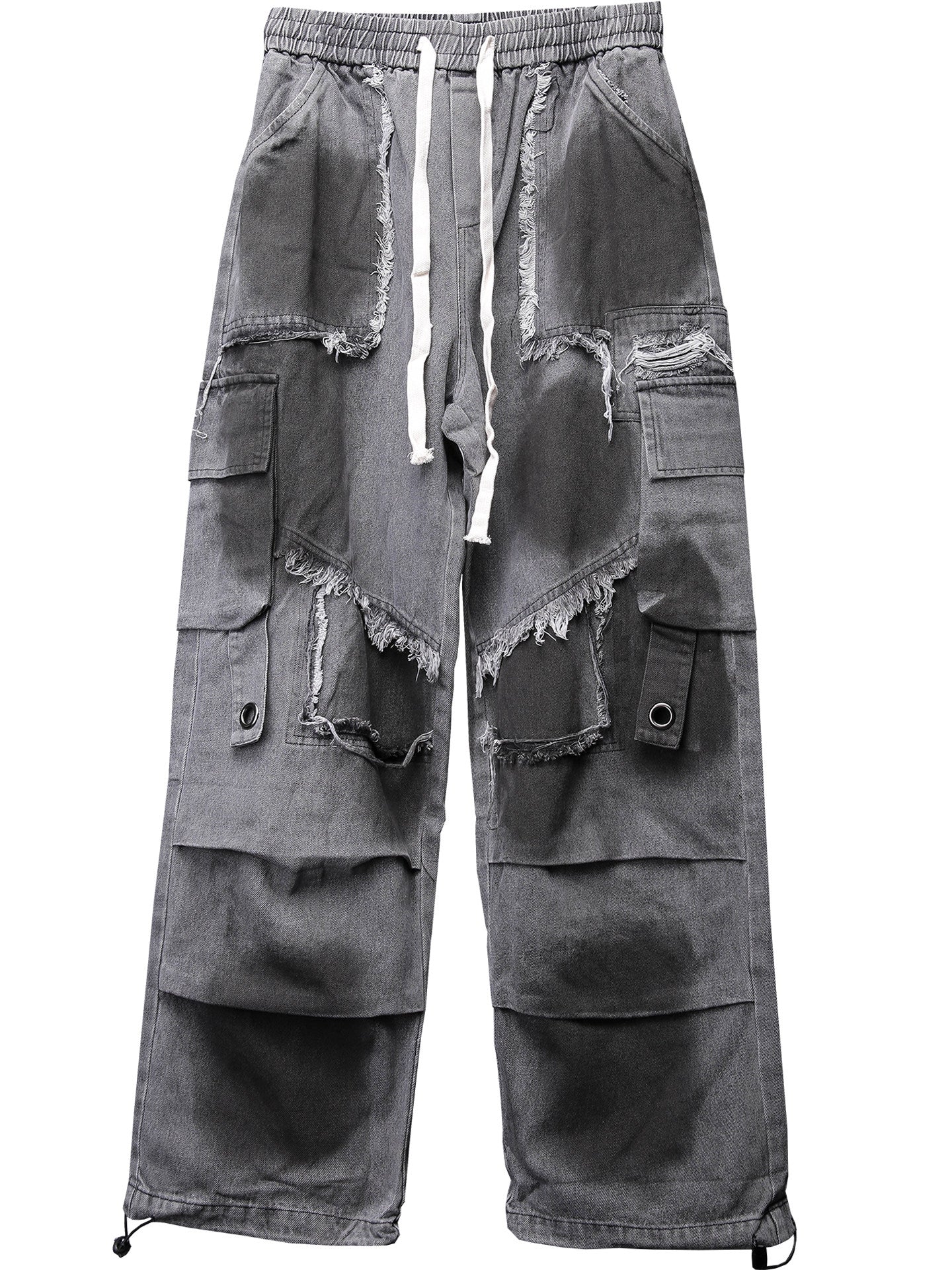 Tactical Mix Graphic Tie-Dye Wide Leg Denim Jeans WN22476