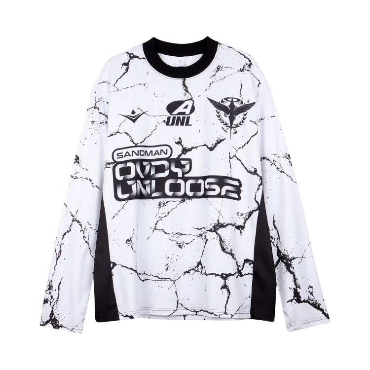 Cracked Print Oversize Long Sleeve T-Shirt WN12392