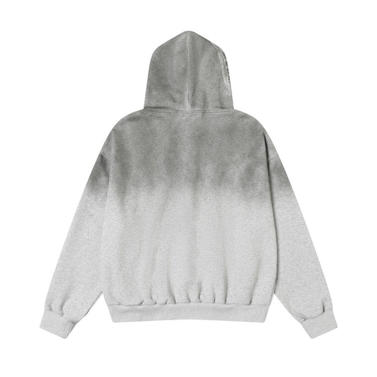 Gradient Washed Stain Dye Zipper Hoodie WN25616