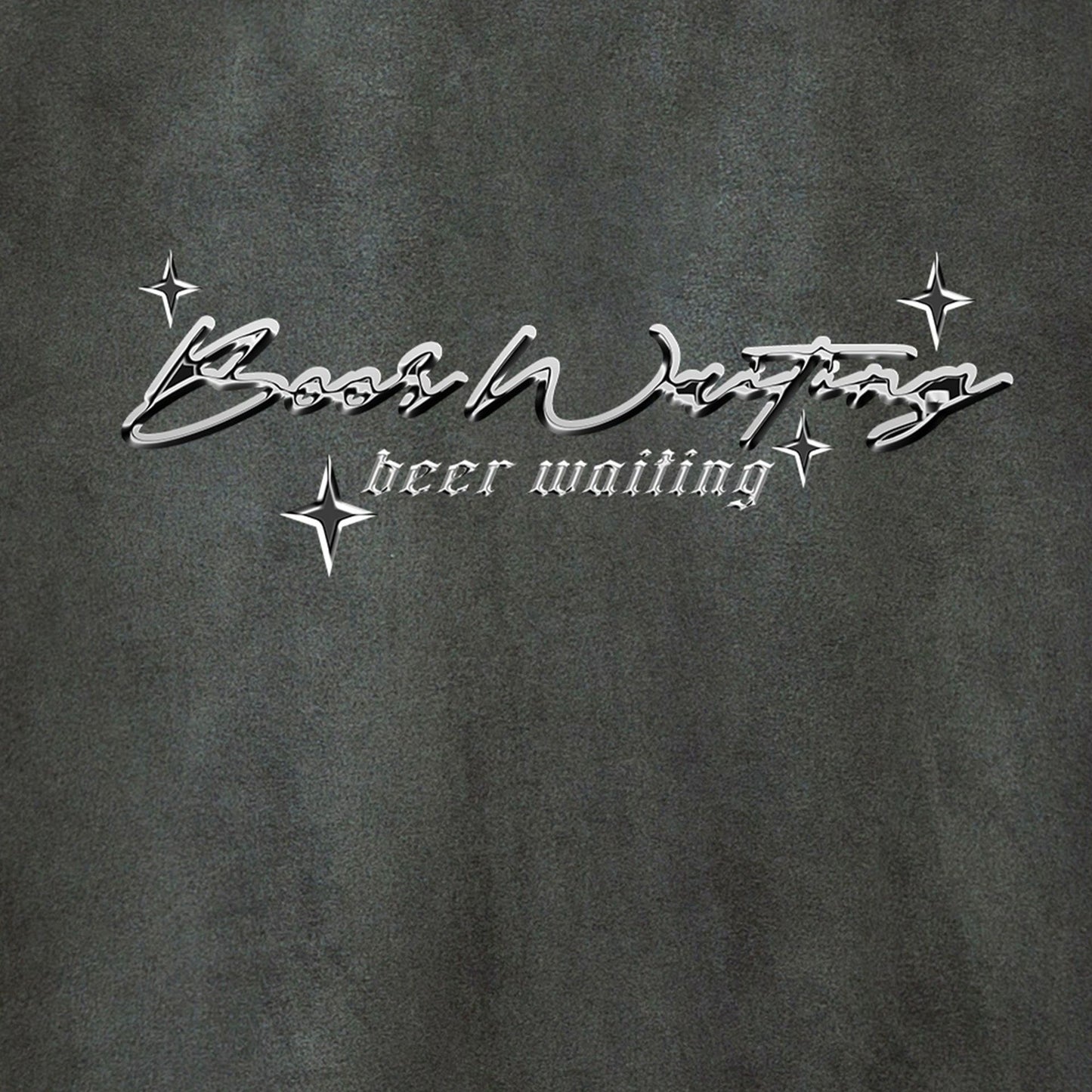 Text Embroidery Print Suede Short Sleeve T-Shirt WN16194