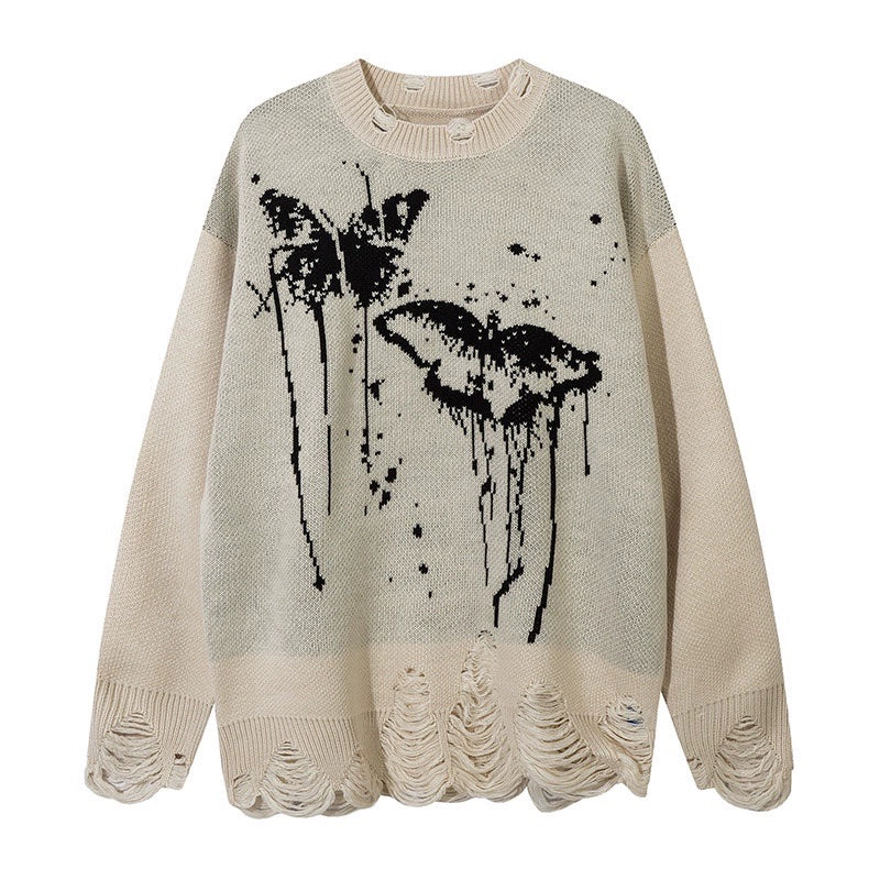 Oversize Graffiti Design Knit Sweater WN8758