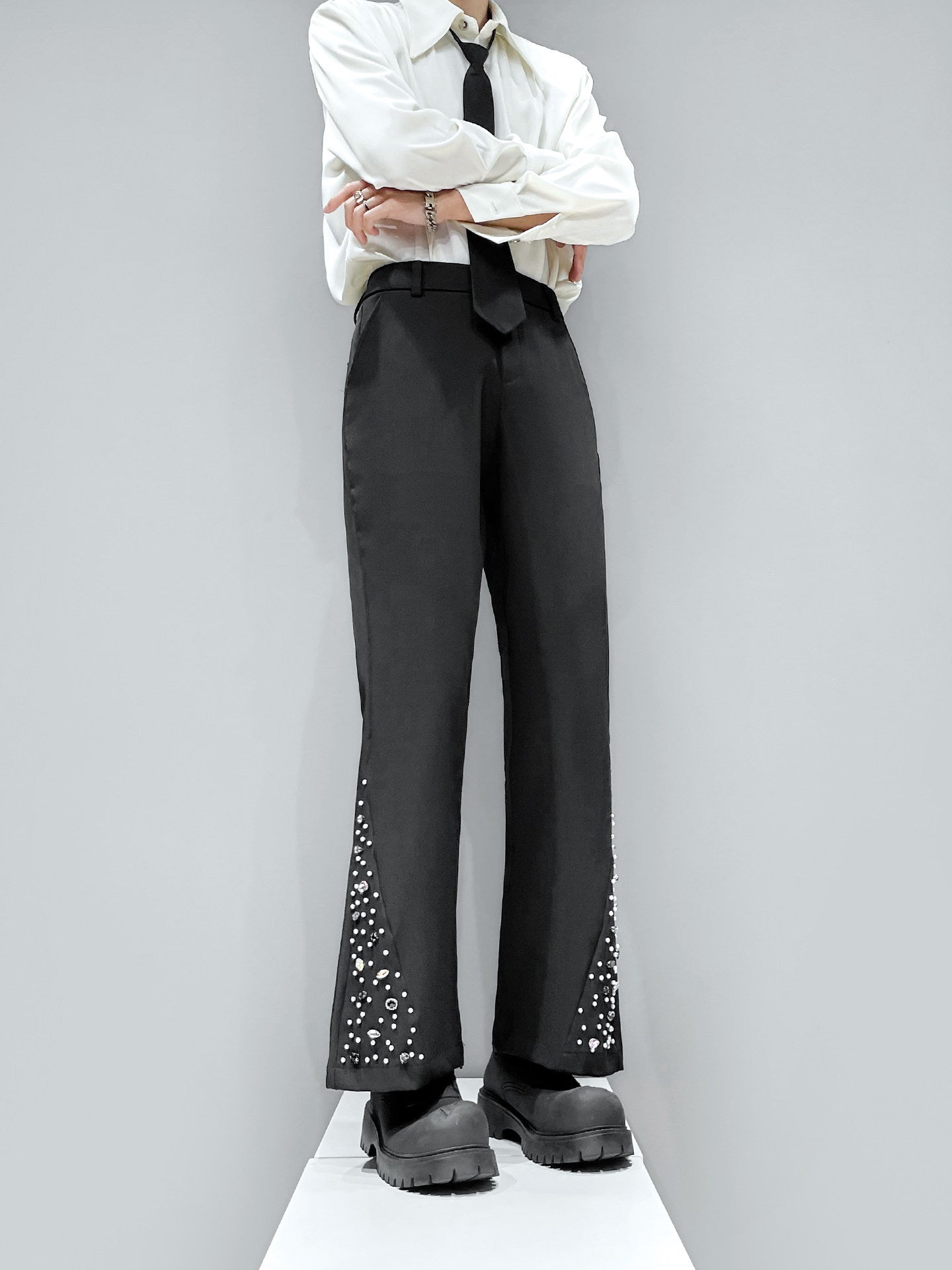 Beaded Design Flare Trousers WN23929