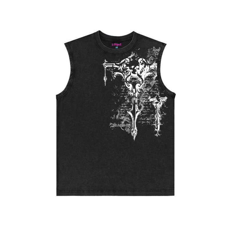 Graphic Print Sleeveless T-Shirt WN15965