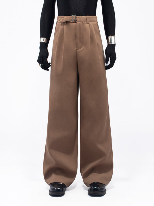 Metal Buckle Design Wide Leg Trousers WN23653