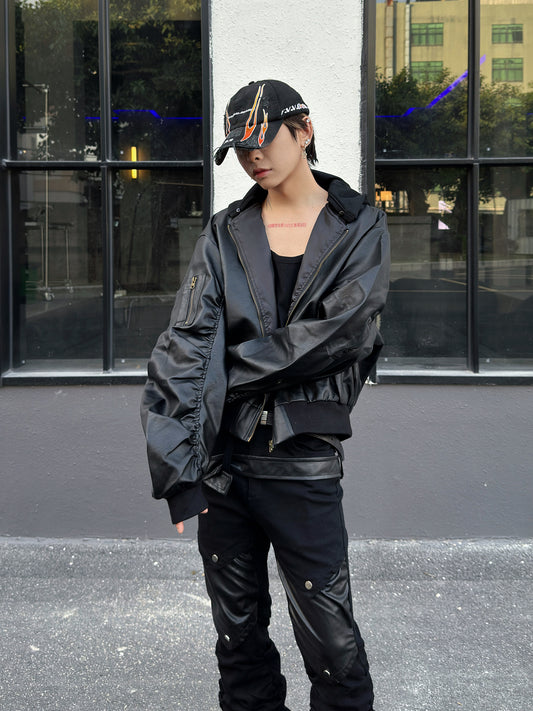 Heavyweight Wrinkle PU Leather Jacket WN23008