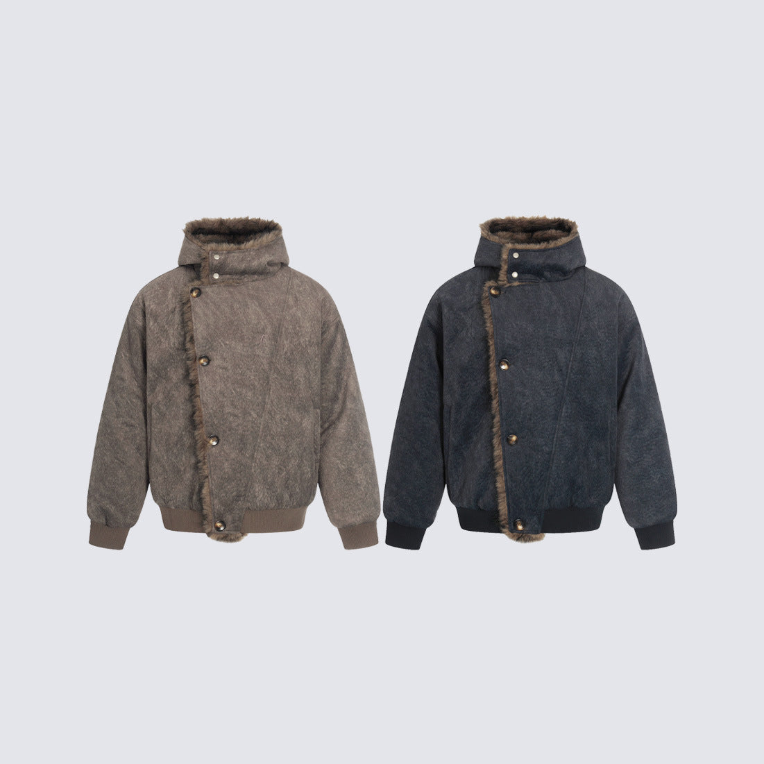 Deconstruction Fleece Lining Hooded Oversize Puffer Jacket WN27922