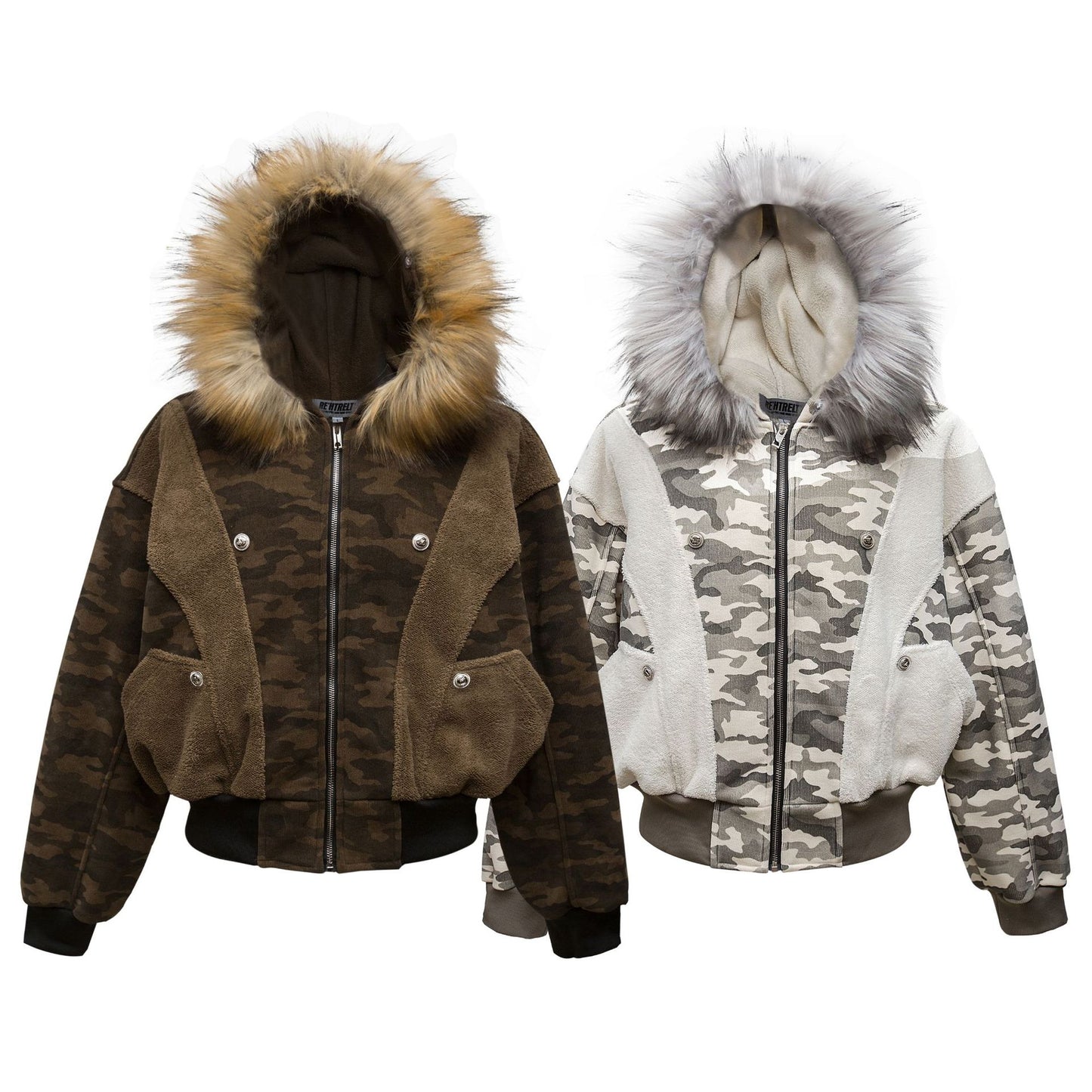 Camouflage Fur Collar Sherpa-Lining Padded Jacket WN11337