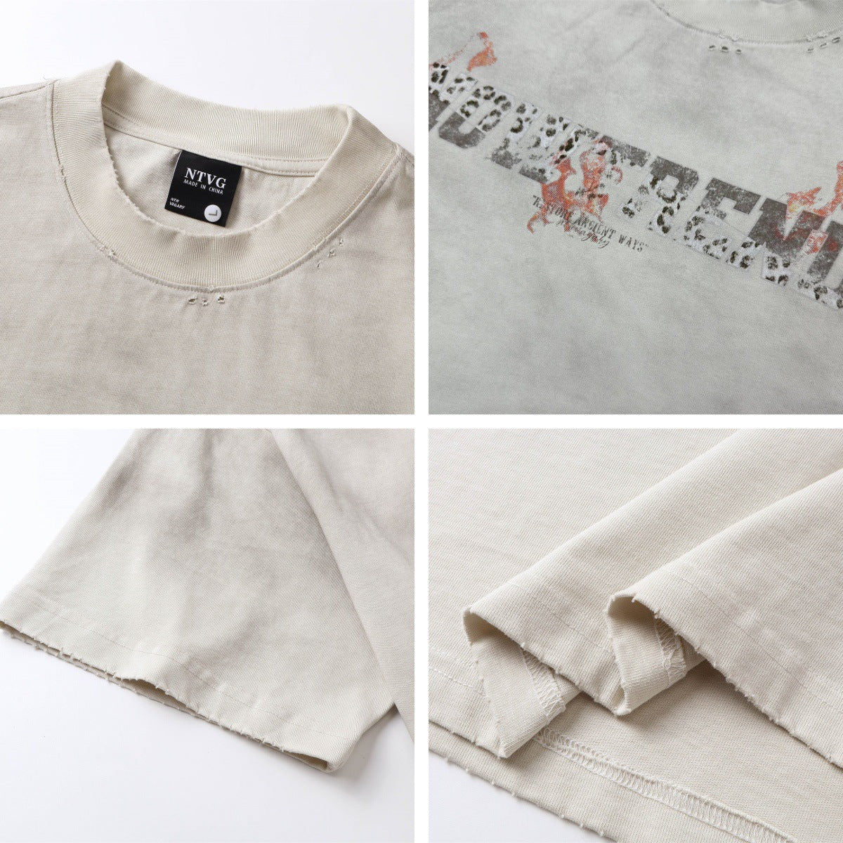 Letter Print Spray Fade Washed Oversize Short Sleeve T-Shirt WN15099