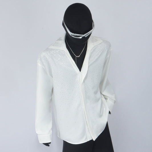 Rhinestone Decor Long Sleeve Shirt WN23708