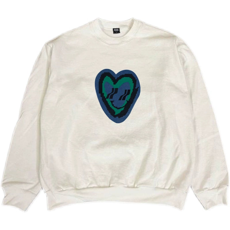 Oversize Heart Print Pullover Sweatshirt WN16436