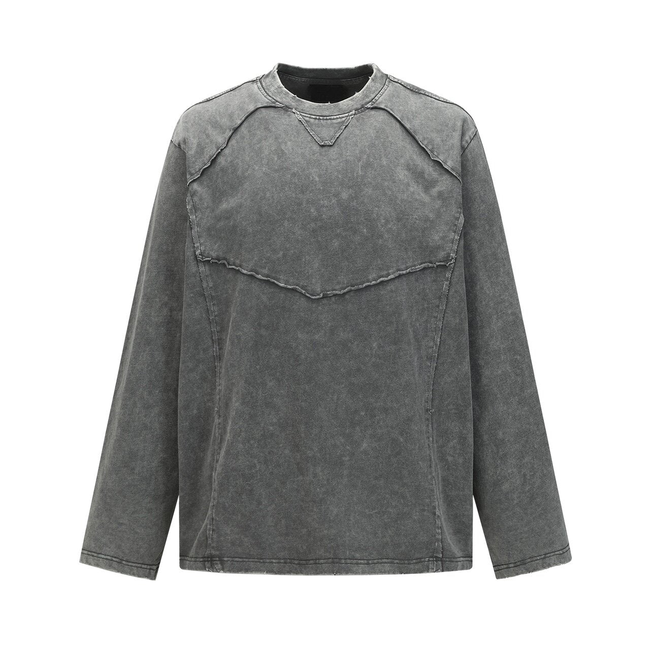 Washed Deconstructed Appliqué Oversize Long Sleeve T-Shirt WN24471