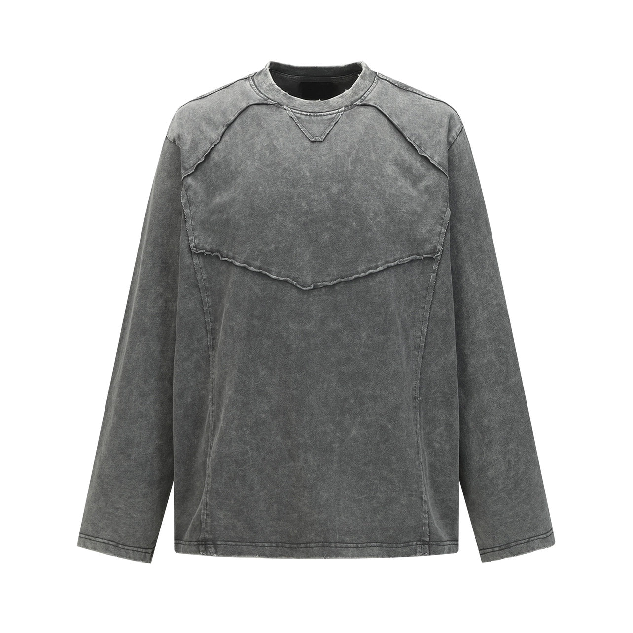Deconstruction Applique Washed Long Sleeve T-Shirt WN21035