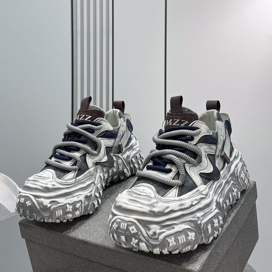 Strap Washed Platform Chunky Sole Sneaker WN24714