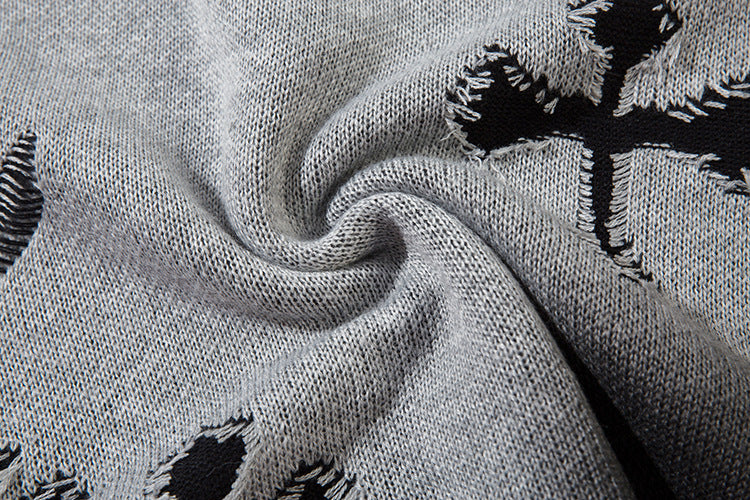 Spray Paint Cross Hole Kint Sweater WN11259