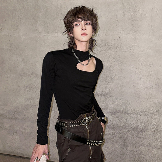 Cut-Out Design Long Sleeve T-Shirt WN25040