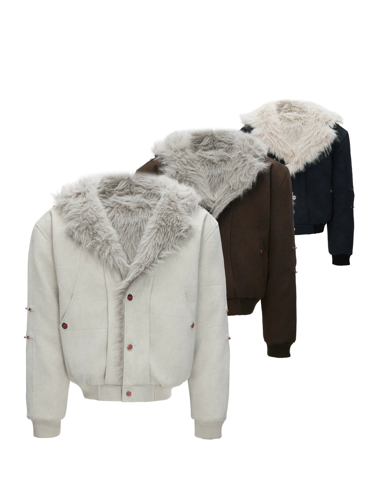 Reversible Hooded Fake Fur Collar Heavyweight Puffer Jacket WN22621