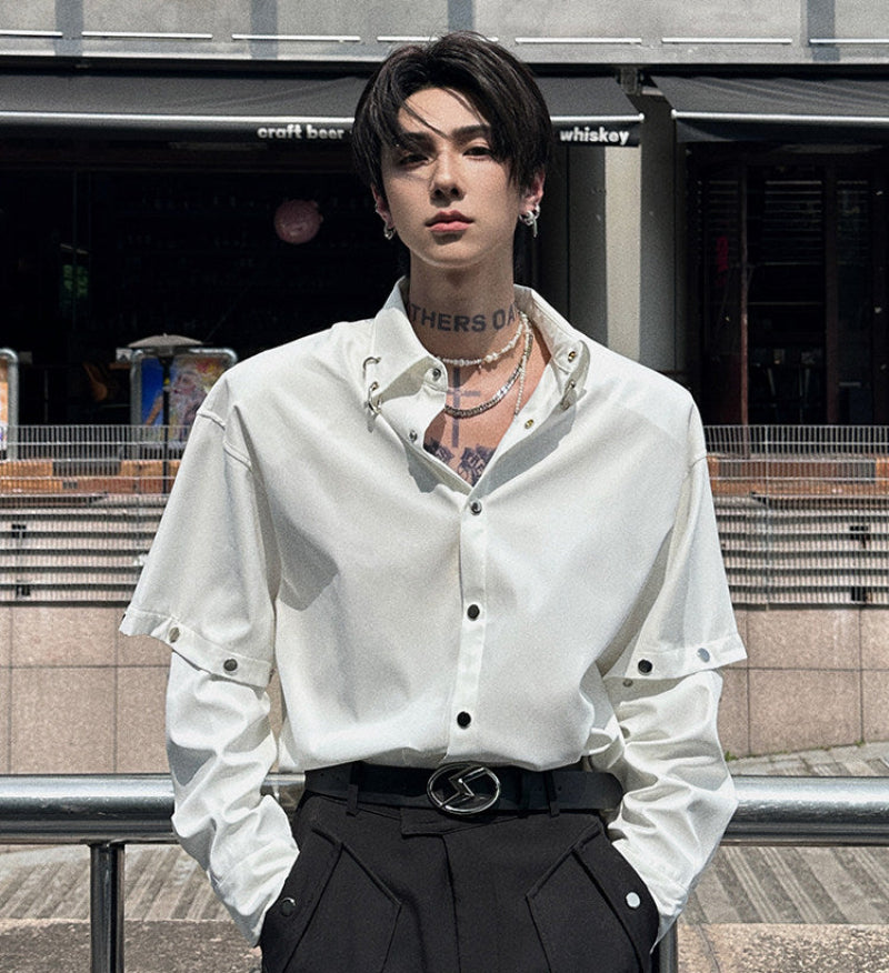 Layered Sleeve Long Sleeve Shirt WN25125
