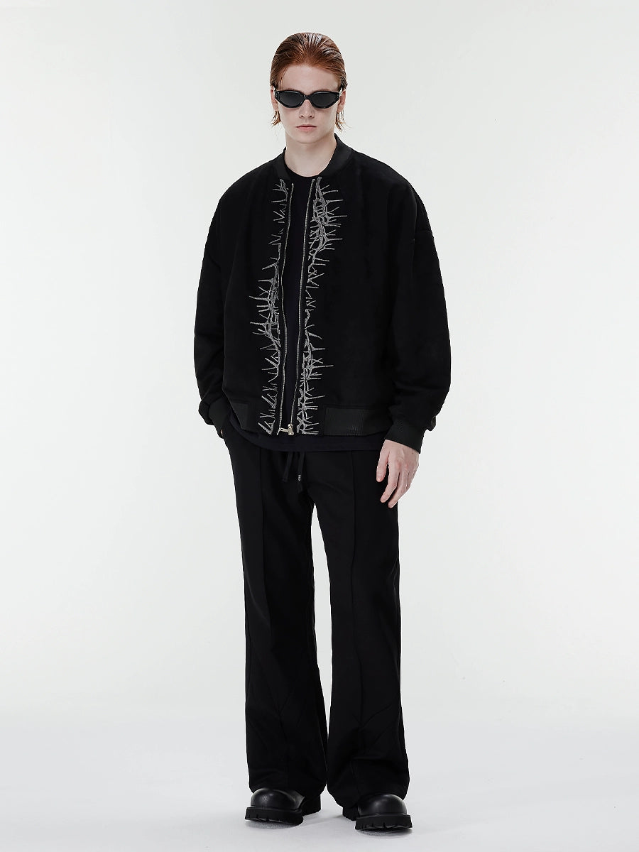 Thorn Embroidery Zipper Jacket WN17558