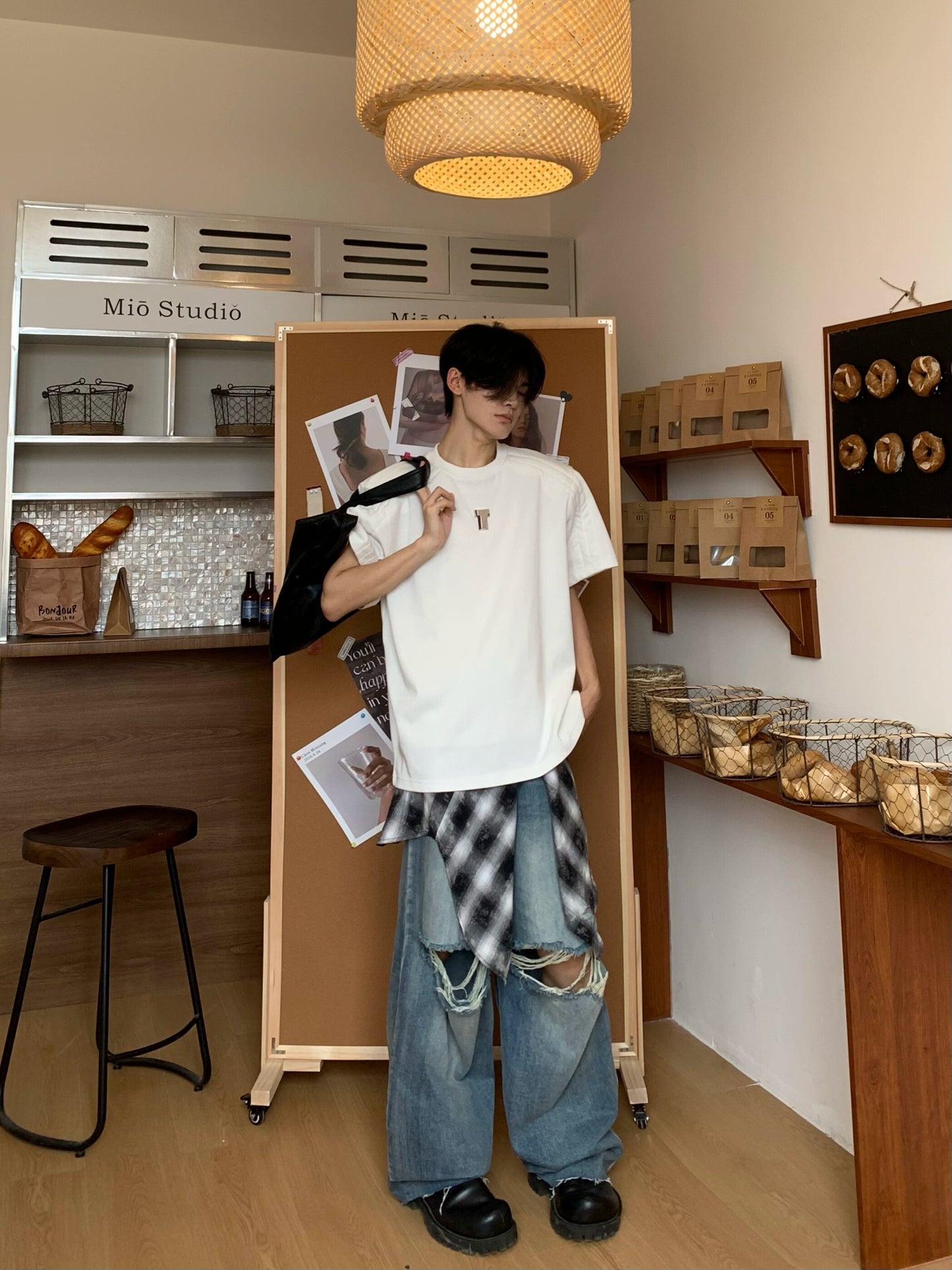 Metal Detail Oversize Short Sleeve T-Shirt WN19849