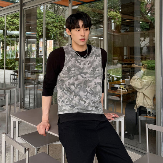 Camouflage Fake Layered Long Sleeve T-Shirt WN25000