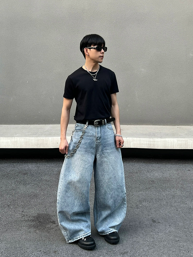 Washed Straight Wide Leg Denim Jeans WN19527