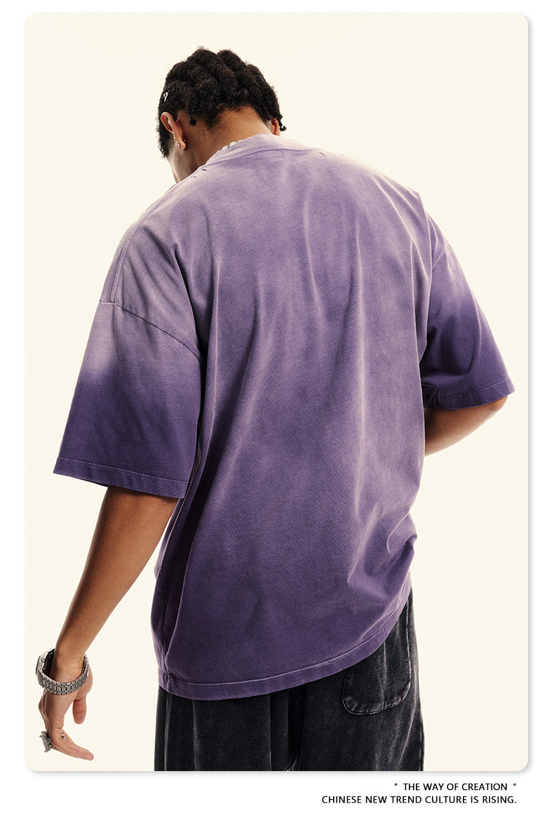 Washed Gradient Oversize Short Sleeve T-Shirt WN6070