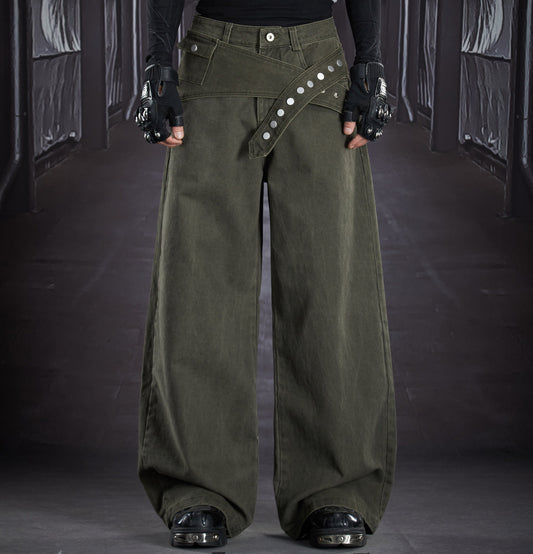 Detachable Utility Hip Bag Wash Cotton Cargo Pants WN22901