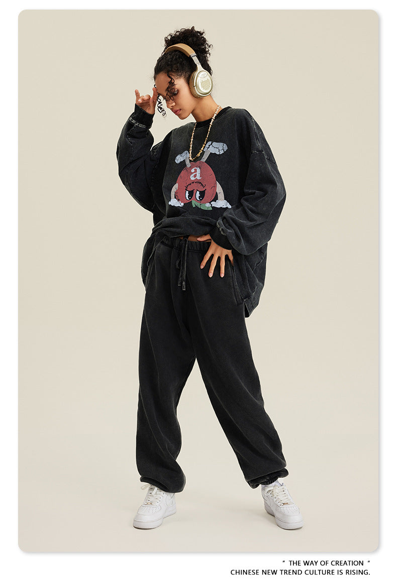 Washed Pure Cotton Print Long Sleeve T-Shirt WN7895