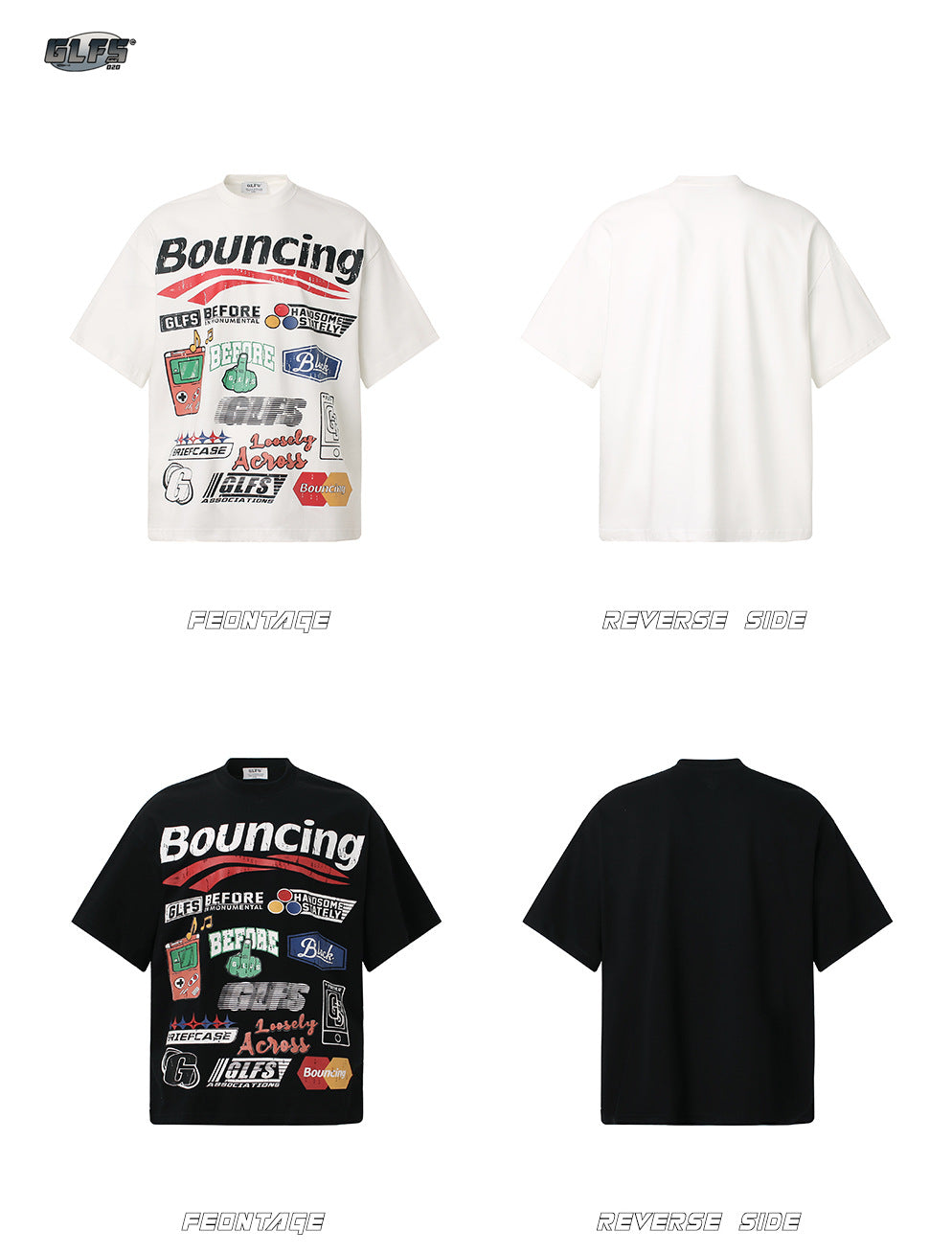 Sticker Graffiti Letter Short Sleeve T-Shirt WN26603