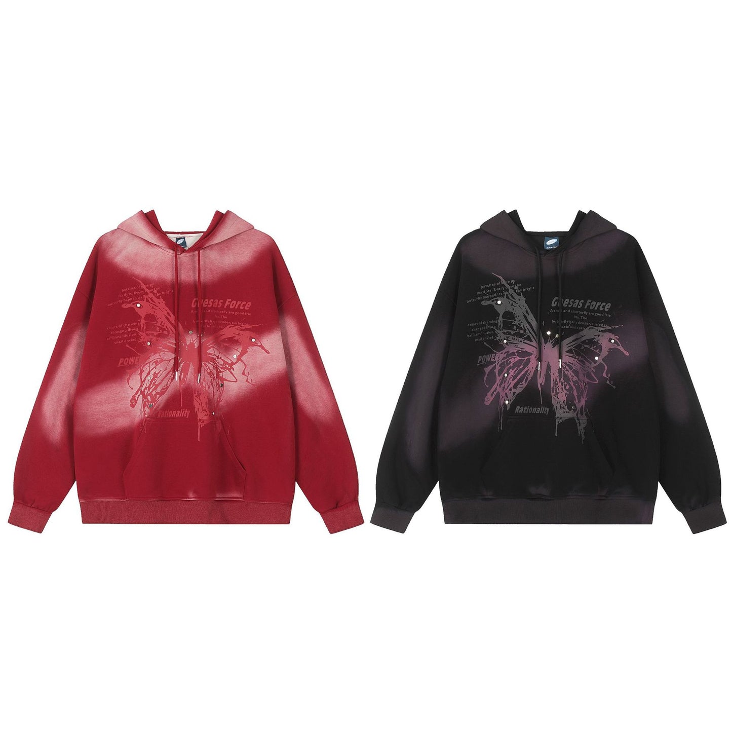 Studded Butterfly Design Pullover Hoodie WN12671