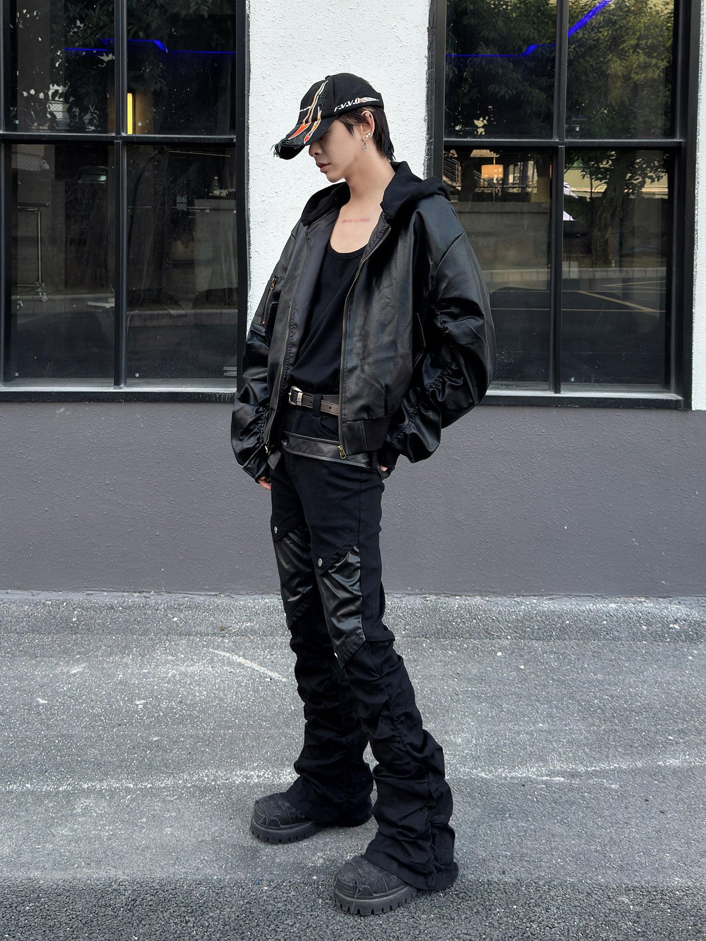 Heavyweight Wrinkle PU Leather Jacket WN23008