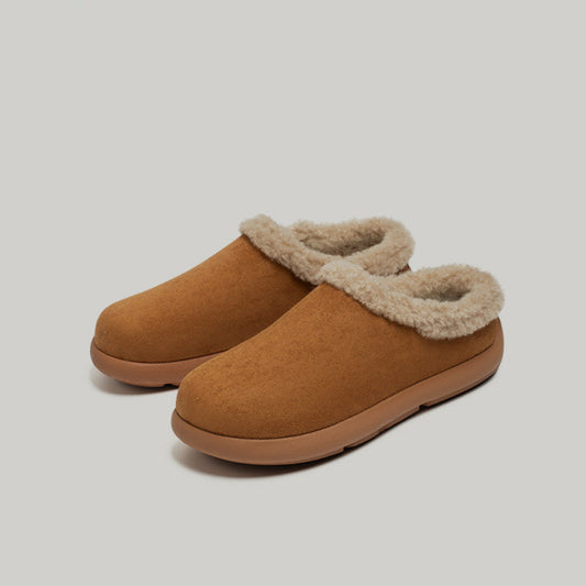 Fake Fur Trim Slip-On Warm Mules WN23469