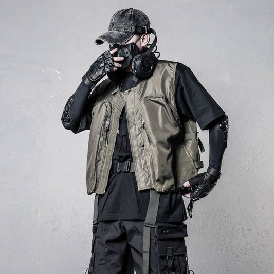 Functional Zipper Multi-Pocket Sleeveless Vest WN22520