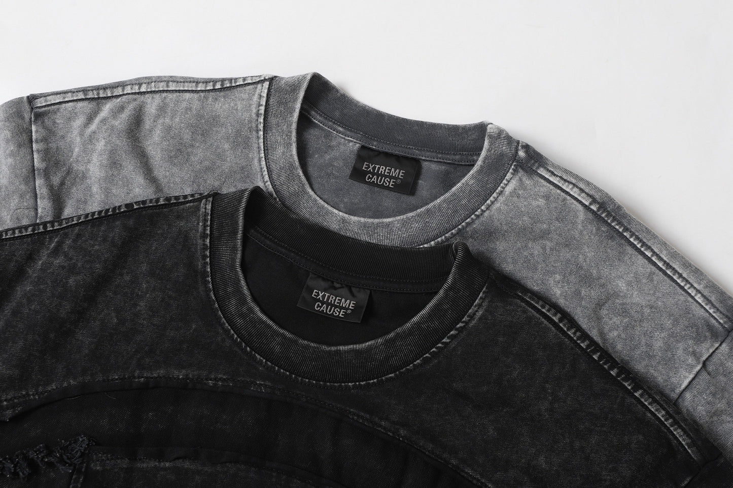 Washed Panel Design Short Sleeve T-Shirt WN25401
