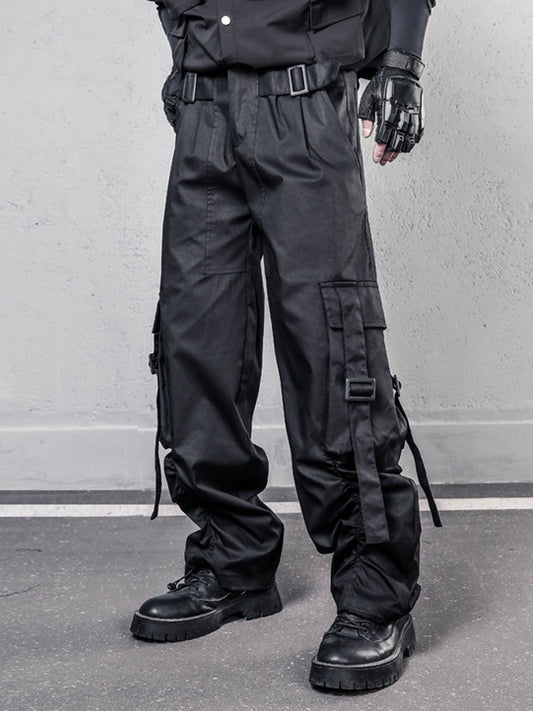 Functional Adjustable Cuffed Wide Leg Cargo Pants WN22521