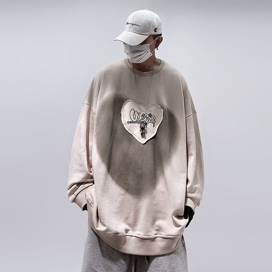 Heart Print Oversize Sweatshirt WN24005