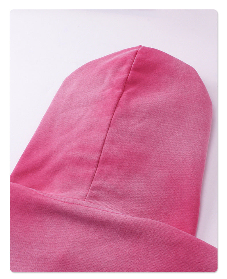 Washed Irregular Hole Water Spray Print Hoodie WN7795