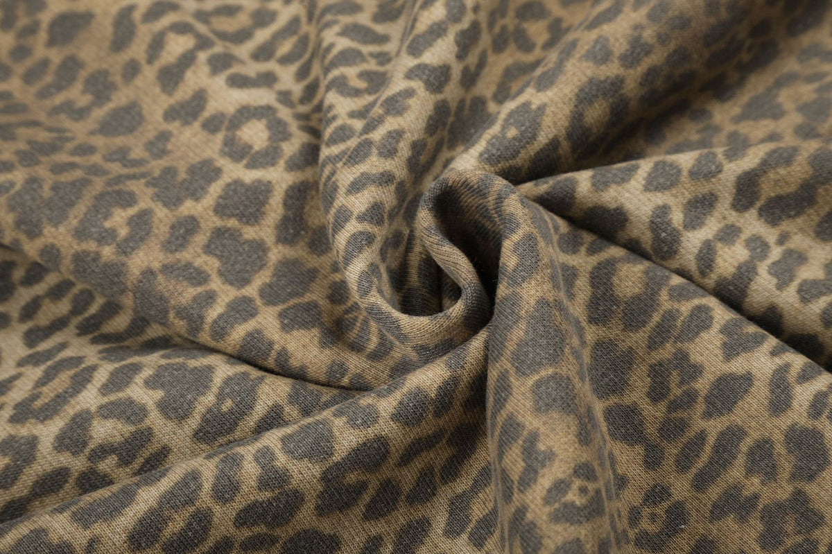 Leopard Cutout Damage Letter Zipper Hoodie WN28110