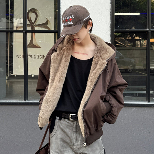 Reversible Fake Fur Hooded Padded Jacket WN23004