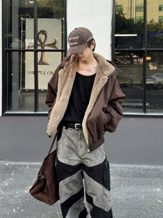 Reversible Fake Fur Hooded Padded Jacket WN23005