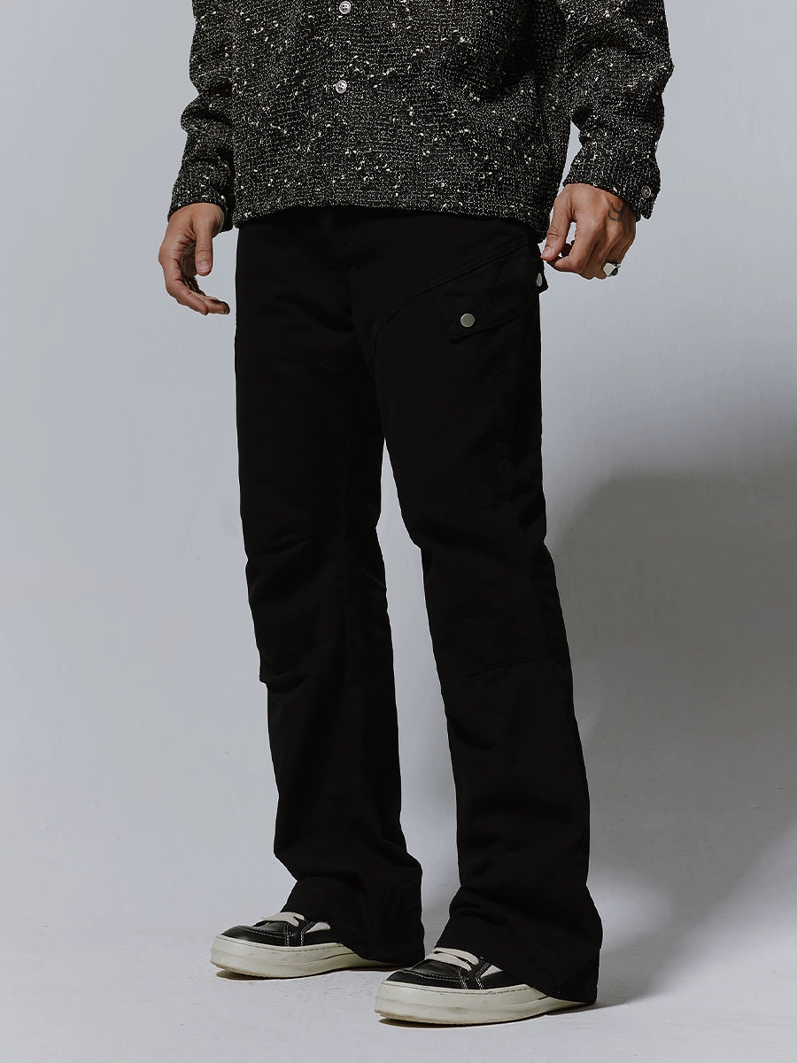 Side Pocket Pleats Flare Washed Denim Jeans WN17515