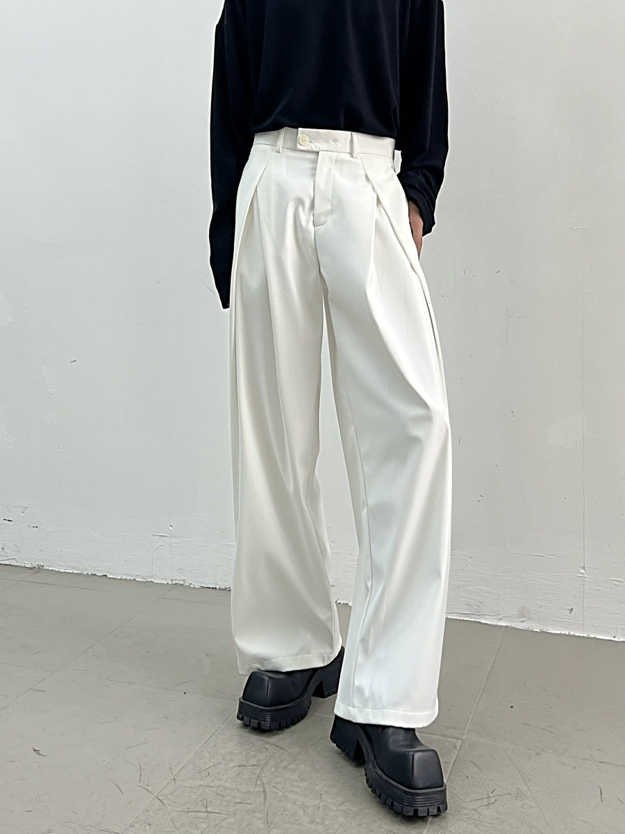 Cross-Waist Ruched Wide-Leg Trousers WN11676