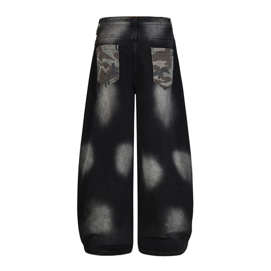 Butterfly Print Camouflage Wide Leg Denim Jeans WN25492