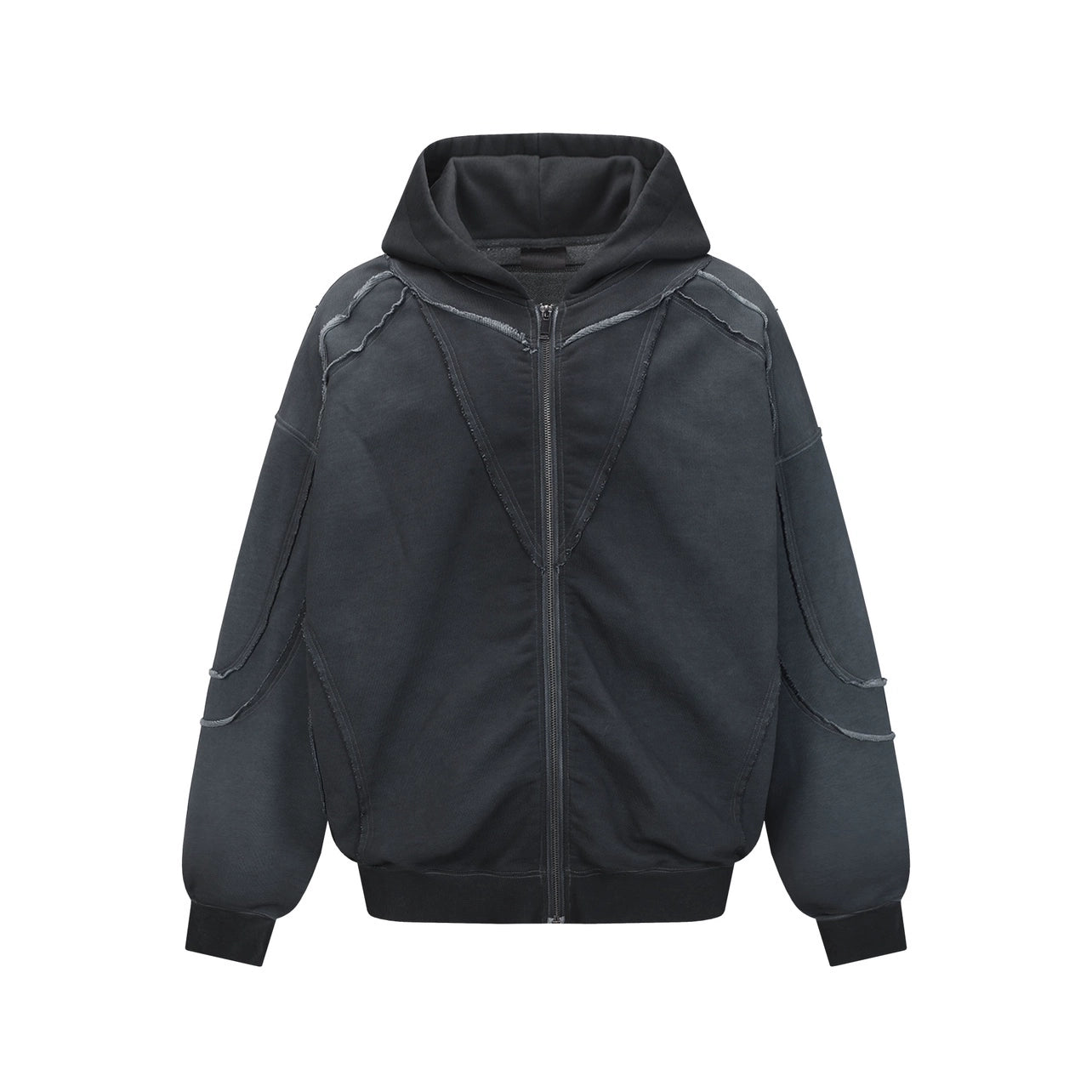Heavyweight Cut Design Zipper Hoodie WN21038