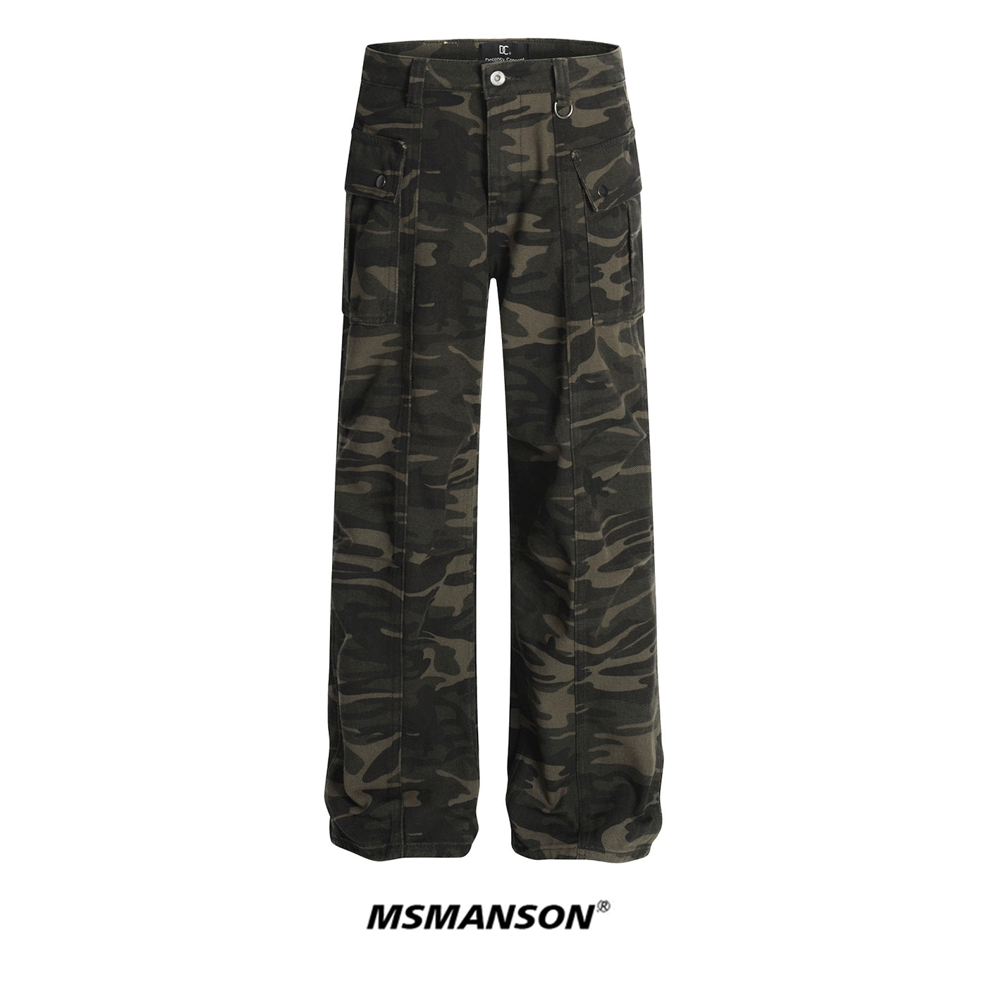 Straight Leg Camouflage Multi-Pocket Cargo Denim Jeans WN18647