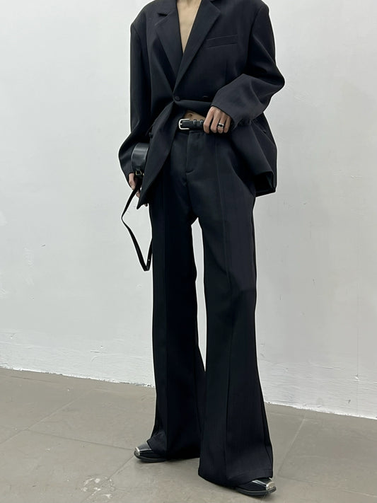 Stripe Double Breast Tailored Jacket & Flare Trousers Setup WN5004